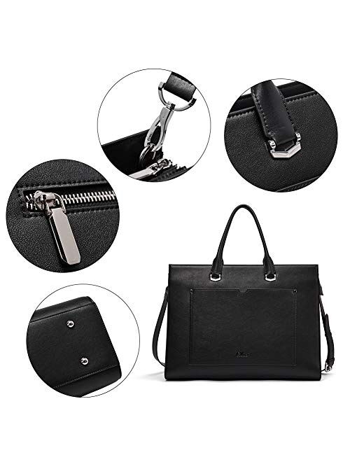 CLUCI Briefcase for Women Stylish Genuine Leather 15.6 Inch Laptop Large Pocket Work Ladies Shoulder Bag