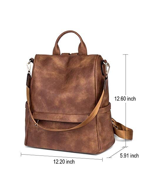 CLUCI Womens Backpack Purse Fashion Leather Ladies Travel Medium Designer Convertible Satchel Handbags Shoulder BagsTwo-tone Brown