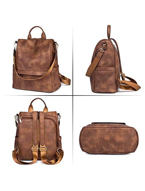 CLUCI Womens Backpack Purse Fashion Leather Ladies Travel Medium Designer Convertible Satchel Handbags Shoulder BagsTwo-tone Brown