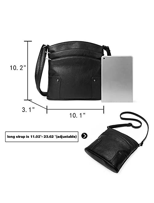 CLUCI Crossbody Bags for Women Small Leather Purse Travel Ladies Designer Triple Pockets Vintage Handbags Shoulder Bags