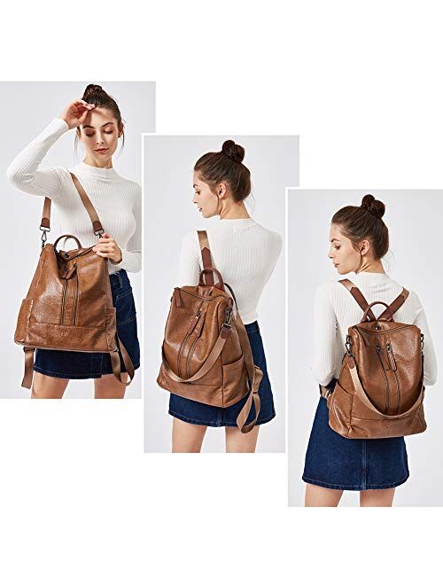 CLUCI Backpack Purse for Women Leather Fashion Travel Casual Detachable Ladies Covertible Shoulder Bag