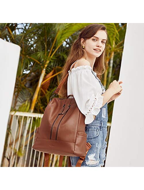 CLUCI Backpack Purse for Women Leather Fashion Travel Casual Detachable Ladies Covertible Shoulder Bag