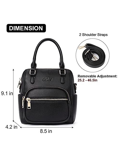 CLUCI Small Backpack Purse for Girls Women Cute Mini Leather Convertible Daypack Fashion Designer Shoulder Bags Brown