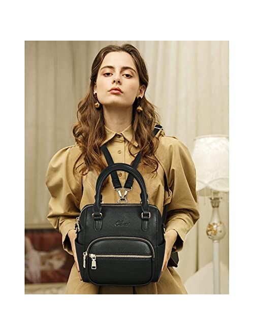 CLUCI Small Backpack Purse for Girls Women Cute Mini Leather Convertible Daypack Fashion Designer Shoulder Bags Brown