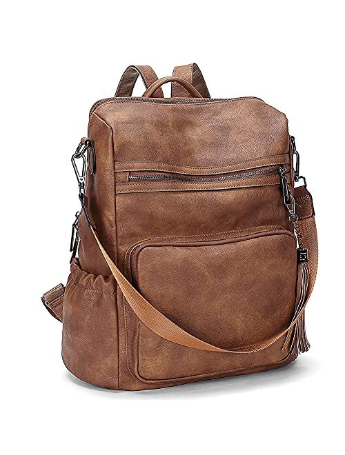 CLUCI Backpack Purse for Women Large Vegan Leather Shoulder Bag Convertible Ladies Handbags with Tassel