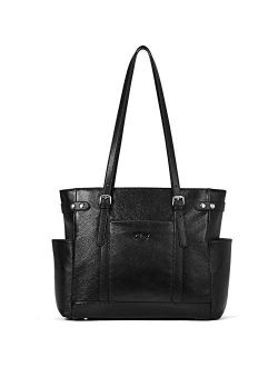 Laptop Totes for Women Genuine Leather Briefcase Large Ladies Shoulder Bag Work Handbags 15.6 Inch