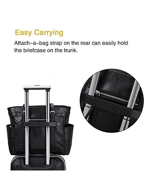 Laptop Totes for Women Genuine Leather Briefcase Large Ladies Shoulder Bag Work Handbags 15.6 Inch