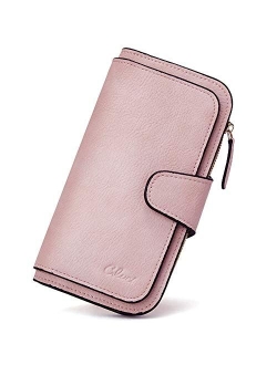 Women Wallet Fashion Soft Leather Designer Zip magnetic Multi Card Holder Organizer Travel Ladies Clutch Billfolds Beige With Brown