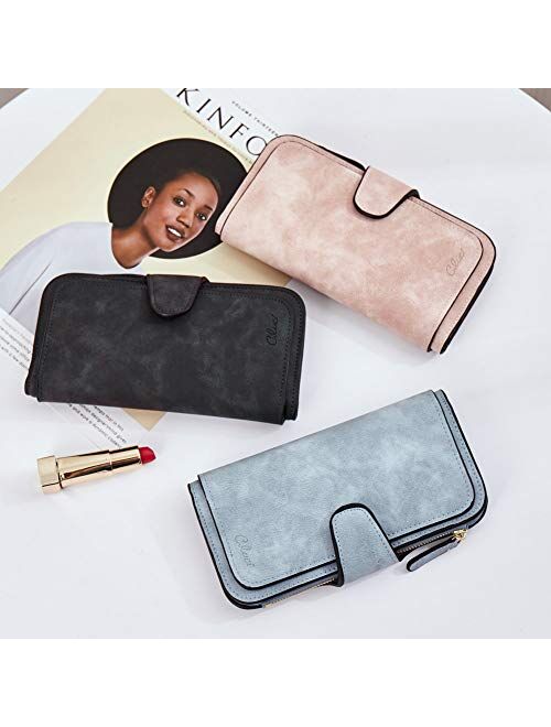 CLUCI Women Wallet Fashion Soft Leather Designer Zip magnetic Multi Card Holder Organizer Travel Ladies Clutch Billfolds Beige With Brown