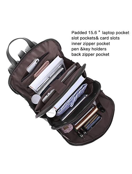 CLUCI Womens Backpack Purse Vegetable Tanned Full Grain Leather 15.6 Inch Laptop Travel Business Vintage Large Shoulder bag