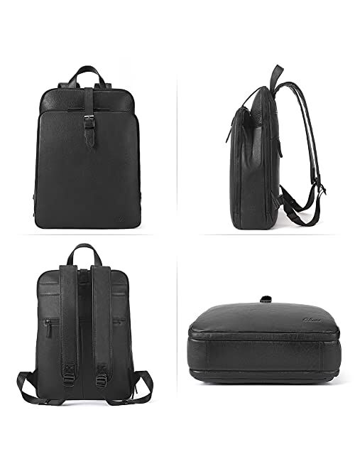 CLUCI Womens Backpack Purse Vegetable Tanned Full Grain Leather 15.6 Inch Laptop Travel Business Vintage Large Shoulder bag