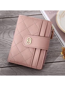 Soft Leather Small Wallets for Women Bifold Ladies Organizer Credit Card Holders with Coin Pocket Clutch Pink