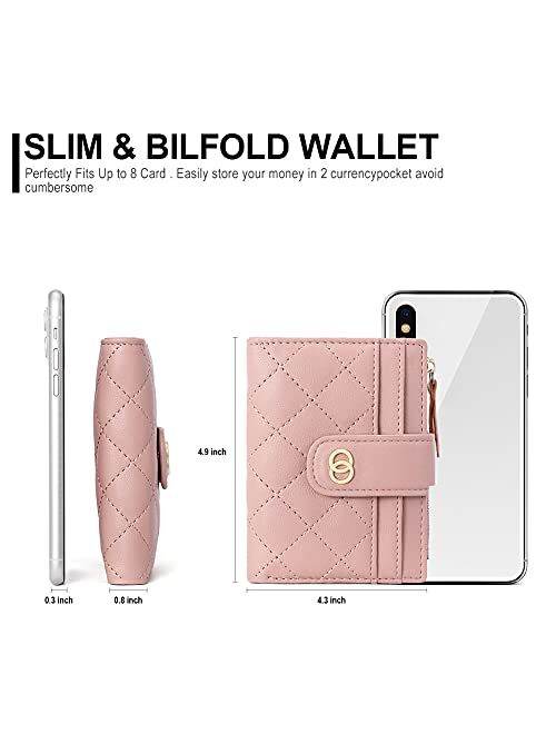CLUCI Soft Leather Small Wallets for Women Bifold Ladies Organizer Credit Card Holders with Coin Pocket Clutch Pink