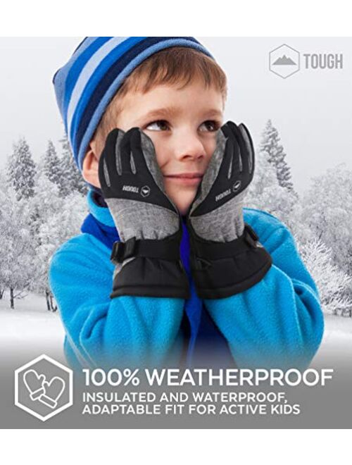 Kids Winter Gloves - Snow & Ski Waterproof Youth Gloves for Boys & Girls - Insulated for Cold Weather Outdoor Play, Skiing & Snowboarding - with Windproof Thermal Shell &