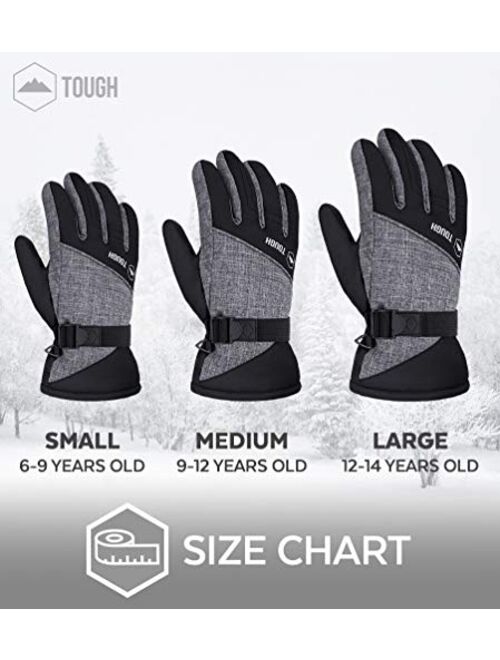 Kids Winter Gloves - Snow & Ski Waterproof Youth Gloves for Boys & Girls - Insulated for Cold Weather Outdoor Play, Skiing & Snowboarding - with Windproof Thermal Shell &