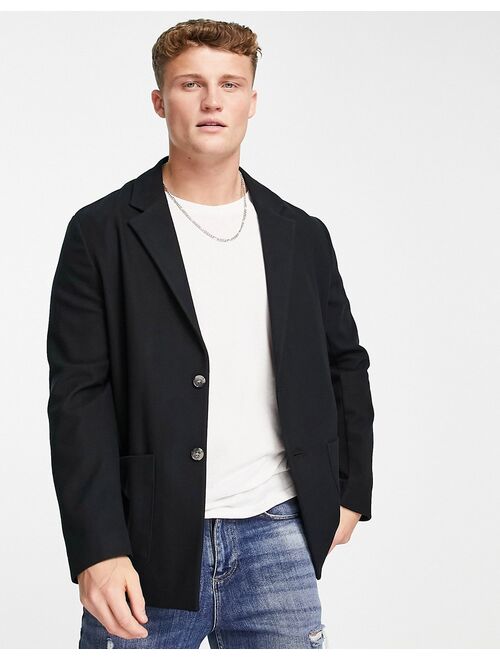 River Island relaxed blazer in black