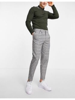 tapered smart pants in brown check
