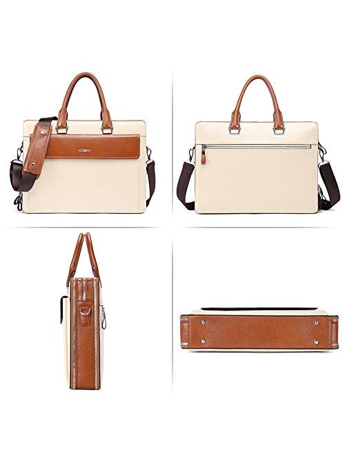 CLUCI Women Oil Wax Leather Briefcases Slim Large Business 15.6" Laptop Vintage Shoulder Bag for Men