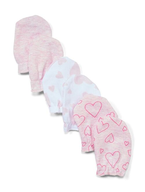 Tendertyme Baby Girls Heather Hearts Mitts, Pack of 3
