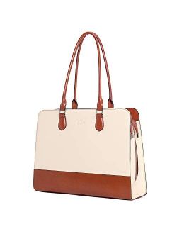 Genuine Leather Briefcase for Women 15.6 Inch Laptop Vintage Large Ladies Business Work Shoulder Bags