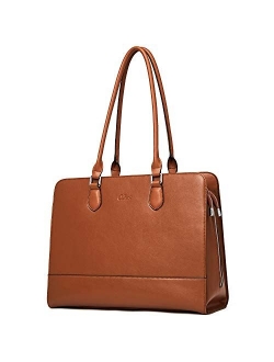 Genuine Leather Briefcase for Women 15.6 Inch Laptop Vintage Large Ladies Business Work Shoulder Bags