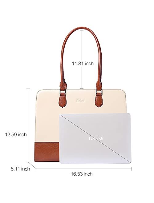 CLUCI Genuine Leather Briefcase for Women 15.6 Inch Laptop Vintage Large Ladies Business Work Shoulder Bags