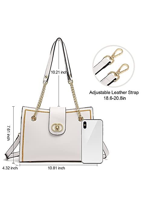 CLUCI Purses and Handbags for Women Leather Large Tote Satchel Designer Fashion Ladies Shoulder Bags with Chain Straps