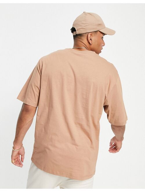 River Island crew neck short sleeve oversized t-shirt in tan