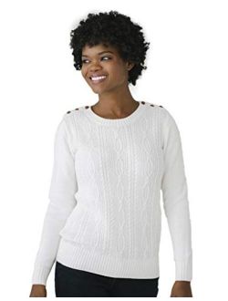 Women's Cable Knit Sweater with Button Detail