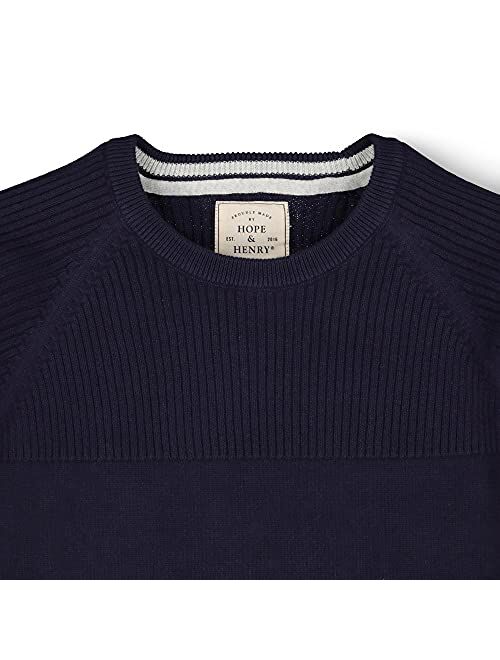 Hope & Henry Men's Long Sleeve Herringbone Cable Pullover Sweater