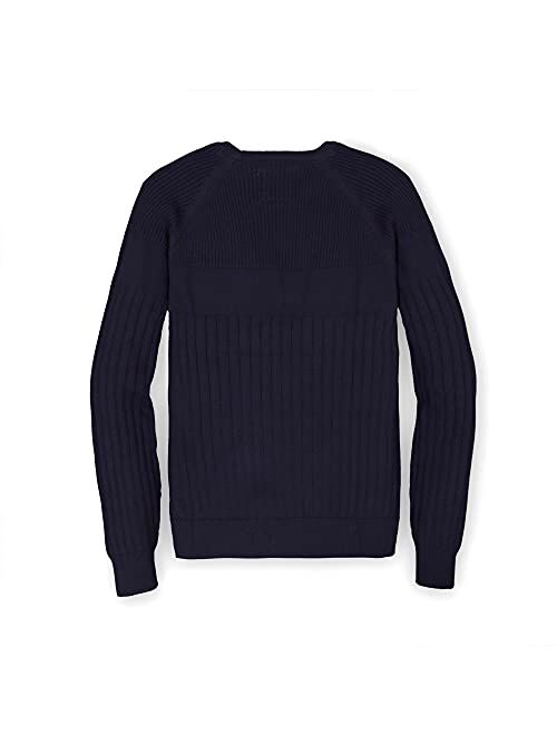 Hope & Henry Men's Long Sleeve Herringbone Cable Pullover Sweater