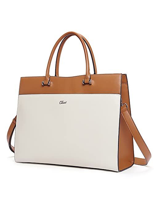 CLUCI Laptop Bag for Women Leather Briefcase 15.6 Inch Laptop Tote Bag Office Large Capacity Shoulder Bag
