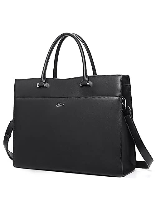 CLUCI Laptop Bag for Women Leather Briefcase 15.6 Inch Laptop Tote Bag Office Large Capacity Shoulder Bag