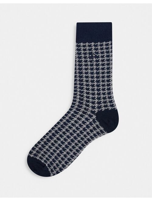 River Island dogtooth smart 5 pack of socks in navy
