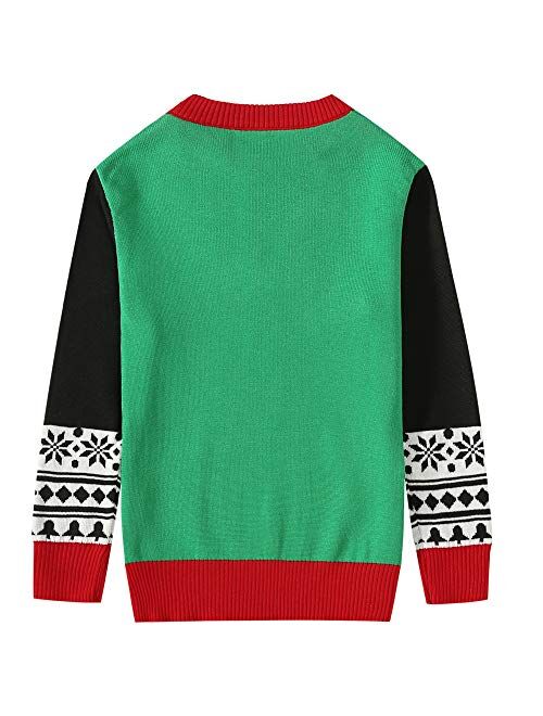 SSLR Youth Big Boys Holiday Santa Clause Pullover Sweater Ugly Christmas Sweater for Kids