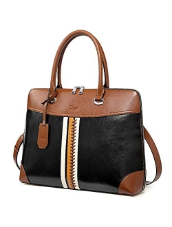 Briefcase for Women Genuine Leather 15.6 Inch Laptop Vintage Large Medium Ladies Business Work Tote Shoulder Bags Beige
