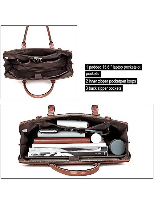 CLUCI Briefcase for Women Genuine Leather 15.6 Inch Laptop Vintage Large Medium Ladies Business Work Tote Shoulder Bags Beige