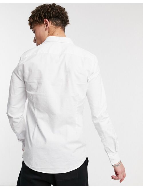 River Island muscle fit oxford shirt in white