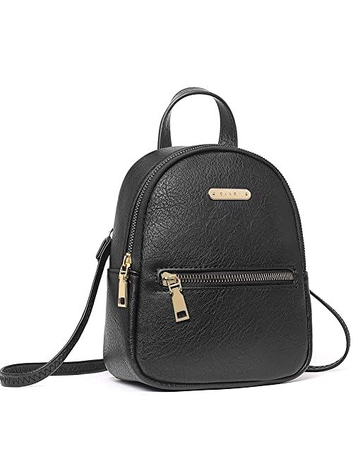 CLUCI Small Backpack Purse for Women Girls Fashion Vegan Leather Designer Lightweight Travel Ladies Convertible Shoulder Bag Two-tone Brown