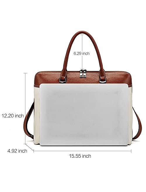 CLUCI Briefcase for Women Oil Wax Leather 15.6 Inch Laptop Business Vintage Slim Ladies Shoulder Bag