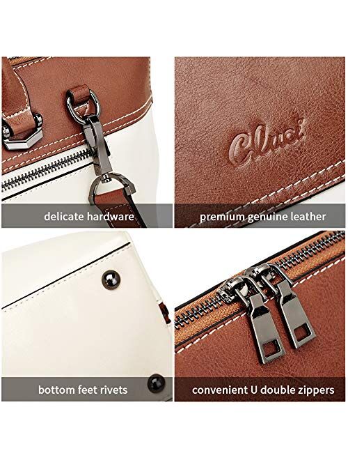 CLUCI Briefcase for Women Oil Wax Leather 15.6 Inch Laptop Business Vintage Slim Ladies Shoulder Bag