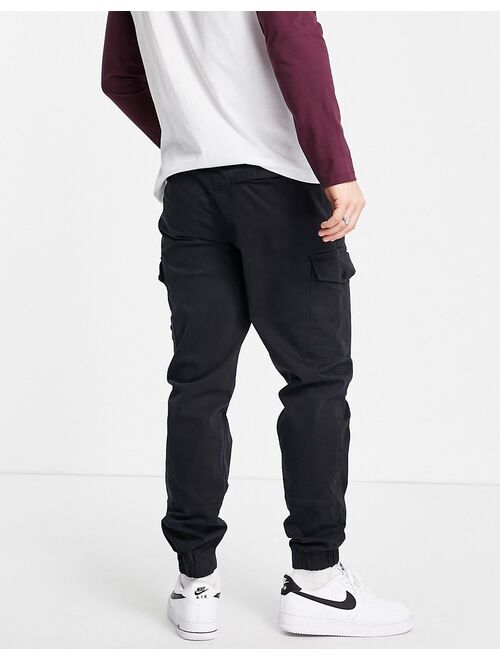 River Island cotton tapered cargos in black