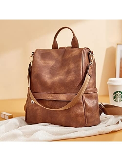 Backpack Purse for Women Fashion Leather Shoulder Bag Anti-theft Large Designer Ladies Travel Bag