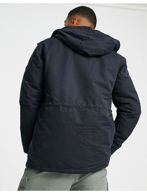 Jack & Jones Essentials parka with fleece lined hood in navy