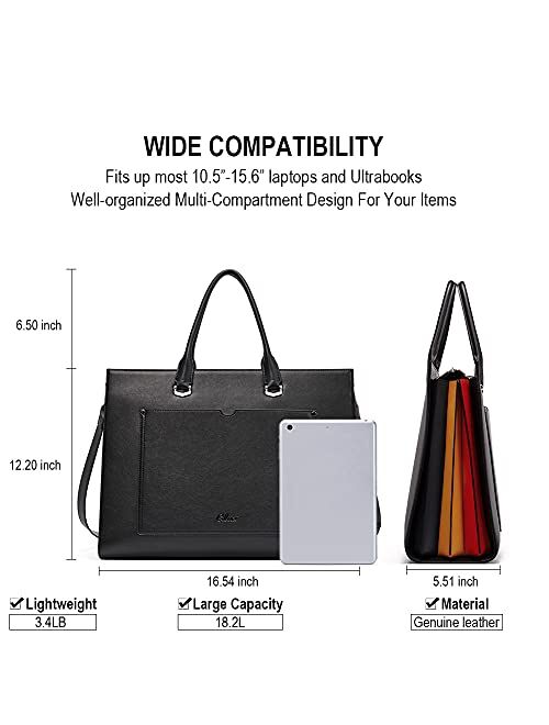 CLUCI Briefcase for Women Fashion Genuine Leather 15.6 Inch Laptop Slim Large Pocket Business Ladies Shoulder Bag Black Lizard pattern