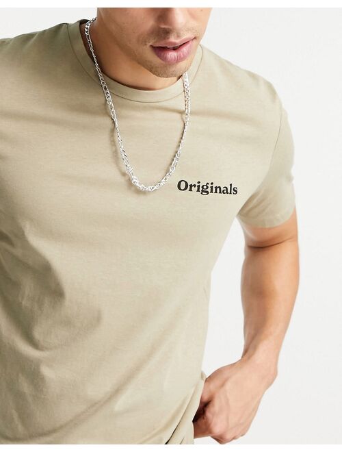 Jack & Jones Originals t-shirt with chest logo in beige