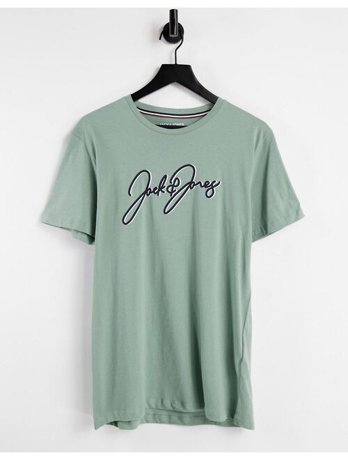 Jack & Jones script logo T-shirt in green