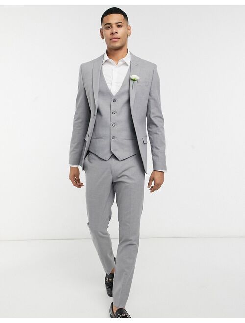 River Island skinny fit suit jacket in gray