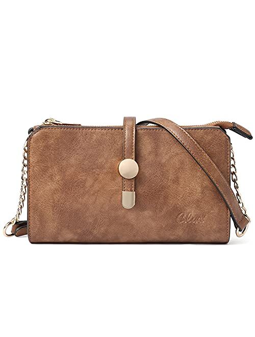 CLUCI Leather Crossbody Bags for Women Small Vintage Shoulder Purses Fashion Travel Bag with Adjustable Strap