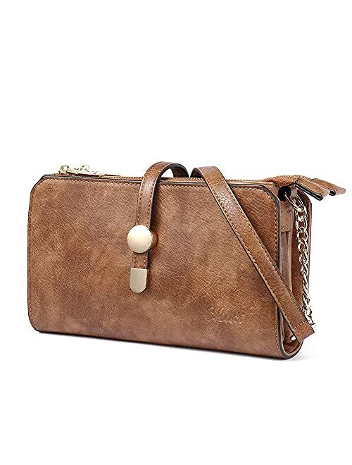CLUCI Leather Crossbody Bags for Women Small Vintage Shoulder Purses Fashion Travel Bag with Adjustable Strap